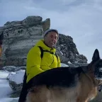 Matteo, the testimonial author, in the mountains with his dogs